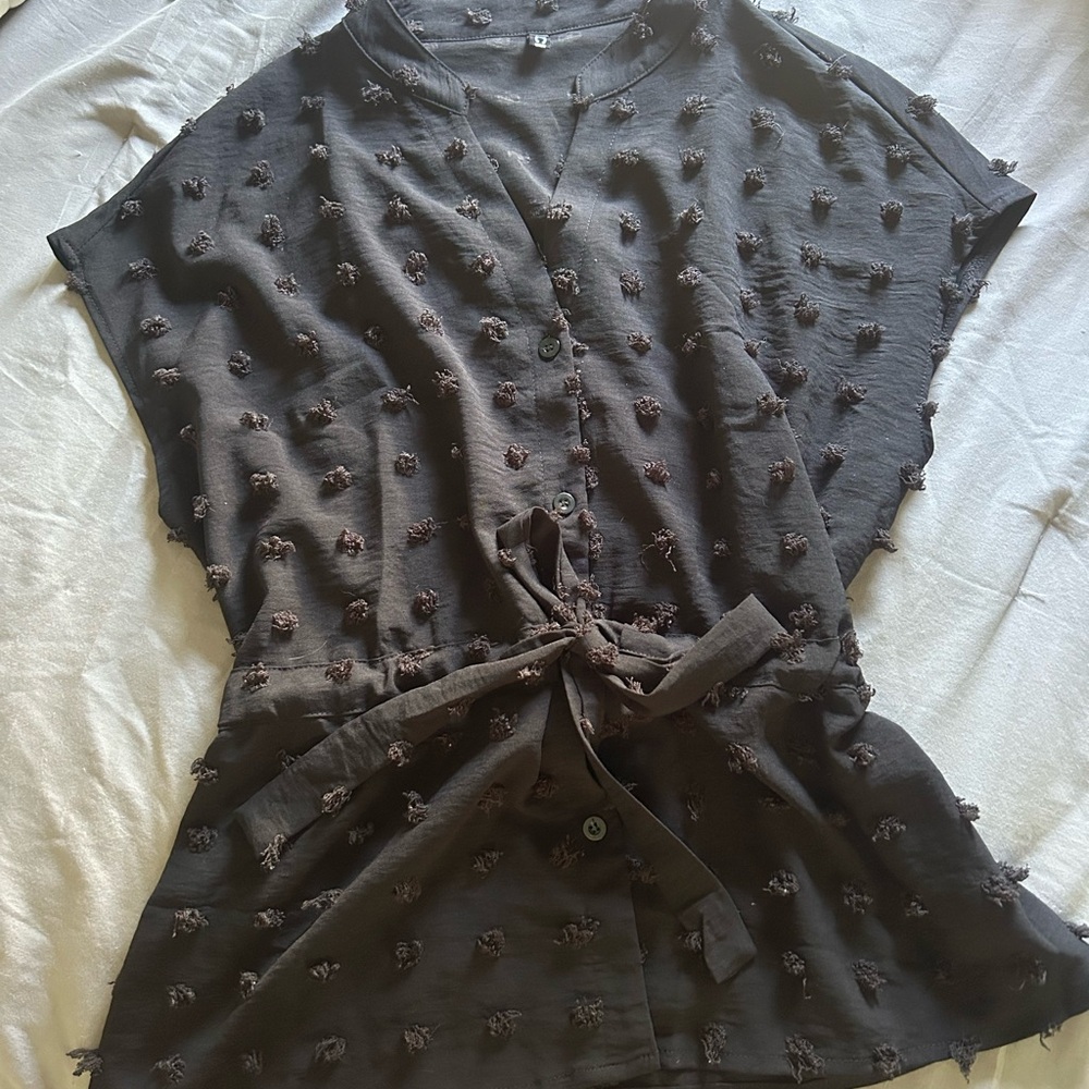 Women's Black Textured Top